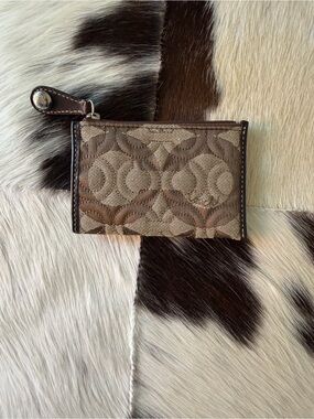Coach Signature Jacquard Small Zip Wallet